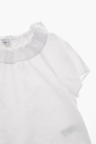 Kurzärmelige Bluse mit Rüschenkragen