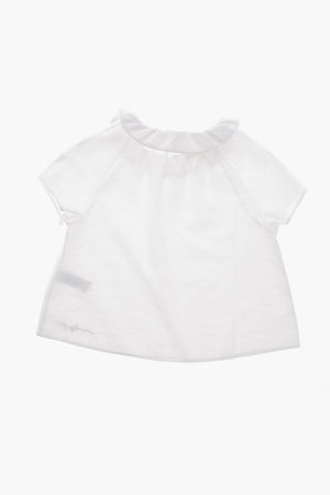 Short-Sleeve Blouse with Ruffle Collar