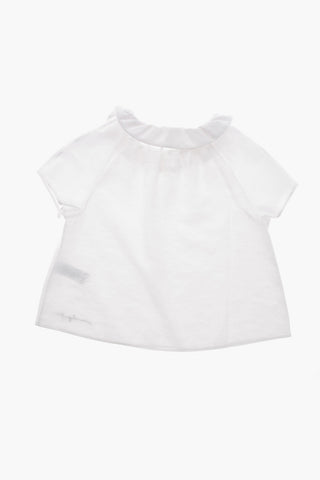 Kurzärmelige Bluse mit Rüschenkragen