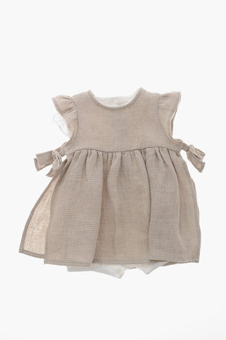 Vestito in Cotone a Nido d'Ape con Jumpsuit Sottoveste