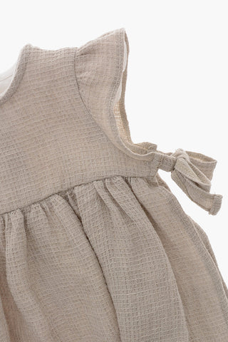Vestito in Cotone a Nido d'Ape con Jumpsuit Sottoveste