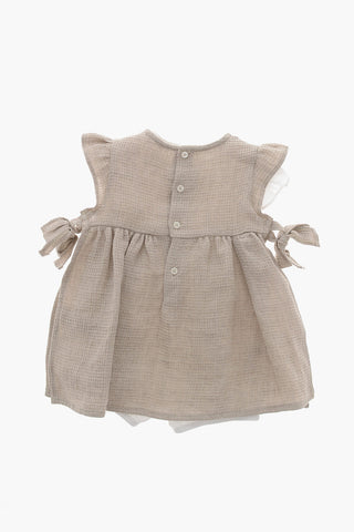 Vestito in Cotone a Nido d'Ape con Jumpsuit Sottoveste