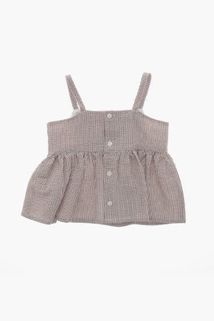 Cotton-Blend Flared Top with Hairline Pattern