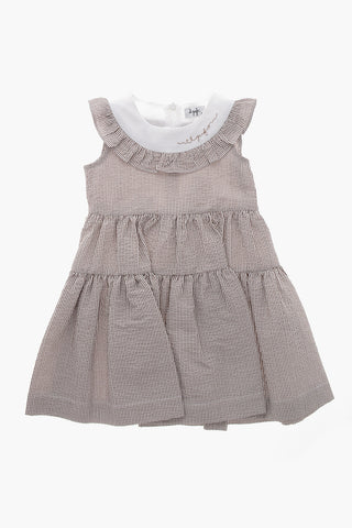 Hairline Cotton-Blend Shirt Dress with Contrast Collar