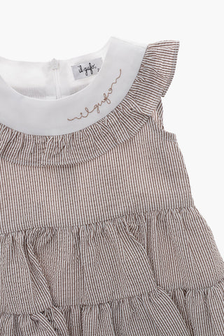 Hemdblusenkleid aus Baumwollmischung mit Hairline-Streifen und Kontrastkragen