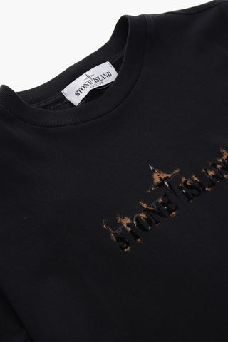 Baumwoll-T-Shirt mit Rundhalsausschnitt und flockiertem Logo
