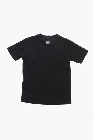 Baumwoll-T-Shirt mit Rundhalsausschnitt und flockiertem Logo