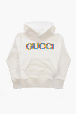 Felpa Hoodie in Cotone con Stampa in Rielievo