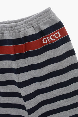 Jersey-Shorts mit Awning-Streifen und aufgedrucktem Logo