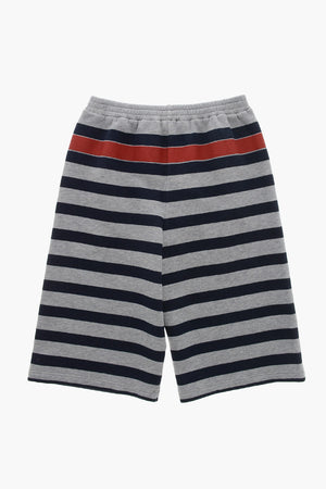 Shorts in Jersey a Righe Awning con Logo Stampato