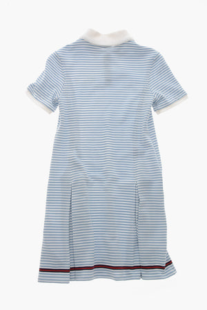 Polo-Kleid aus Baumwolle mit Awning-Streifen und besticktem Logo