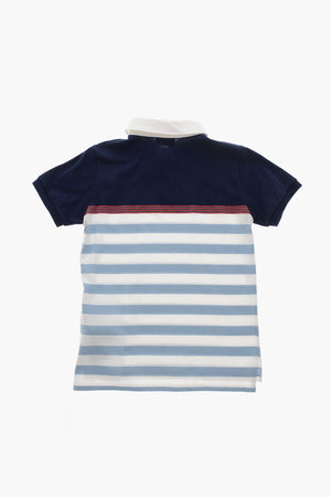 Polo in Cotone a Righe Awning con Logo in Jacquard