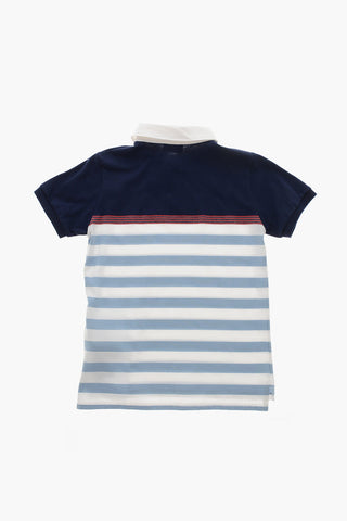 Polo in Cotone a Righe Awning con Logo in Jacquard