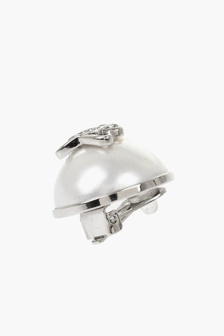 Metal Clip-On Earrings with Embossed Monogram