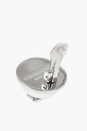 Metal Clip-On Earrings with Embossed Monogram