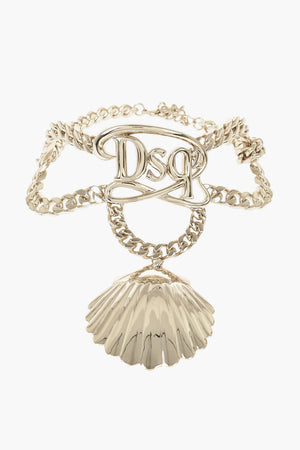 Collana in Metallo Effetto Dorato con Pedente a Forma di Conchiglia