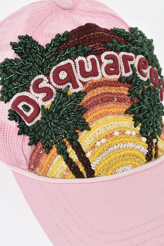 Cappello Baseball TROPICAL in Cotone e Mesh con Applicazioni di Perline e Paillettes