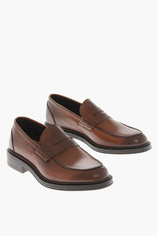 Penny-Loafer aus gebürstetem Leder mit Fumé-Effekt