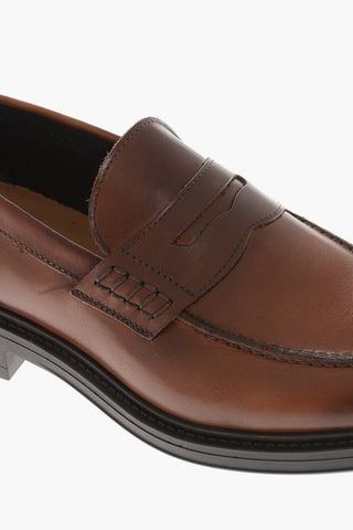 Penny-Loafer aus gebürstetem Leder mit Fumé-Effekt