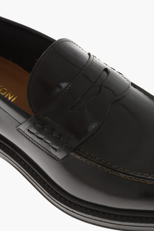 Brushed Leather Penny Loafers