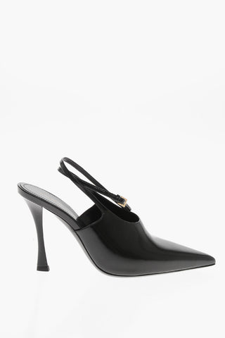 Gebürstete Leder-Slingbacks mit Knöchelriemen 10cm