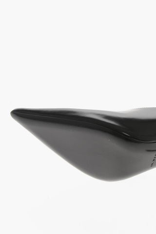 Gebürstete Leder-Slingbacks mit Knöchelriemen 10cm