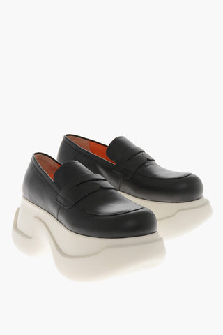 Leder-Penny-Loafer mit 8 cm Plateausohle