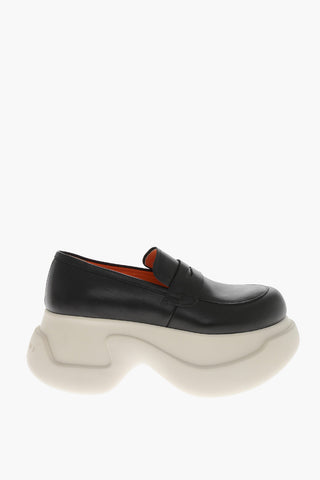 Leder-Penny-Loafer mit 8 cm Plateausohle