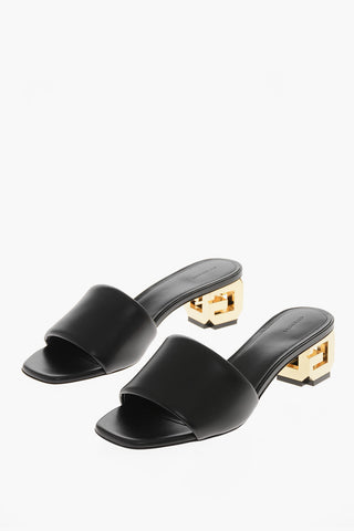 Leather Open Toe Mules with Iconic 5cm Heel