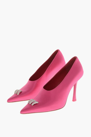 Satin-Pumps mit Schmuckdetail, 9 cm Absatz