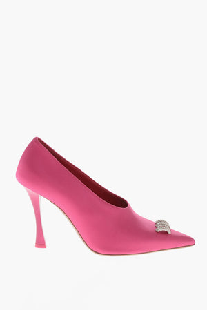 Satin-Pumps mit Schmuckdetail, 9 cm Absatz