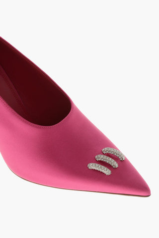 Satin-Pumps mit Schmuckdetail, 9 cm Absatz