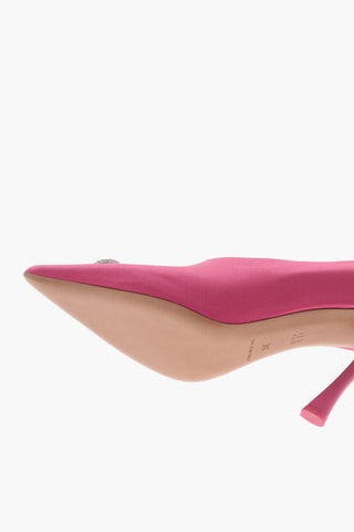 Satin-Pumps mit Schmuckdetail, 9 cm Absatz