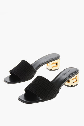Mules Open Toe in Tessuto Jacquard con Tacco Iconic 5cm