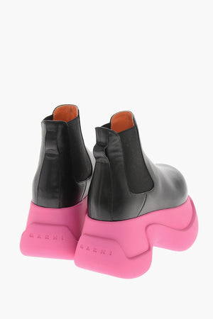 Stivaletti Chelsea in Pelle con Suola Chunky 8cm