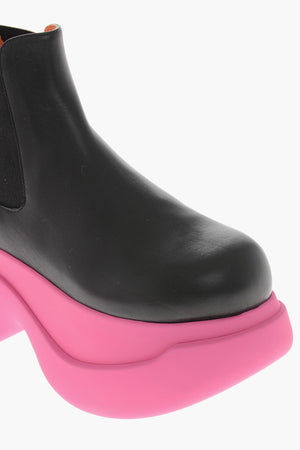 Stivaletti Chelsea in Pelle con Suola Chunky 8cm
