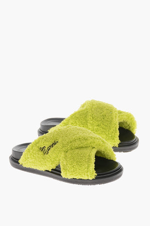 Criss-Cross Frottee-Sandalen mit Gummisohle