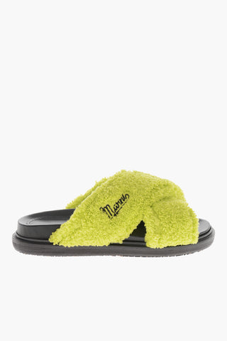 Criss-Cross Frottee-Sandalen mit Gummisohle
