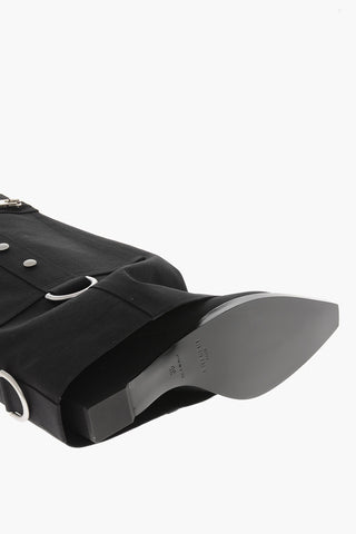 Kniehohe Stiefel COWBOY aus Canvas mit Cargo-Design, 7 cm Absatz