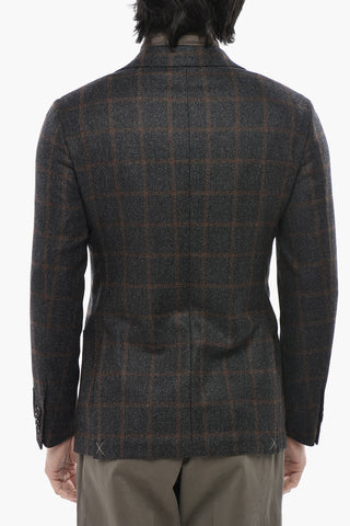 CC COLLECTION Blazer in Misto Lana Vergine e Seta a Quadri