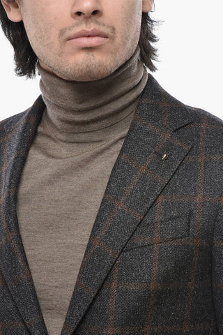 CC COLLECTION Blazer in Misto Lana Vergine e Seta a Quadri