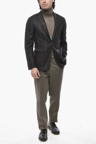 CC COLLECTION Blazer in Misto Lana Vergine e Seta a Quadri