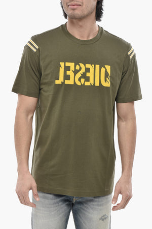 Cotton Crewneck T-Shirt T-JUST-RIB With Velour Logo