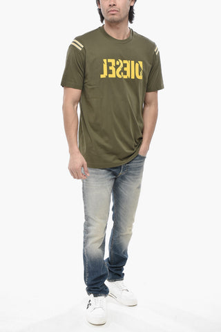 Baumwoll-Rundhalsshirt T-JUST-RIB Mit Velourslogo