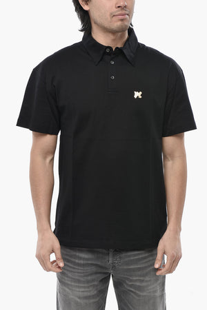 Polo in Cotone Hopsack con Monogram Metallico in Applicazione