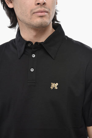 Polo in Cotone Hopsack con Monogram Metallico in Applicazione
