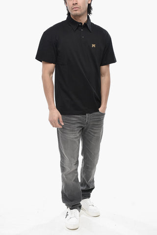 Polo in Cotone Hopsack con Monogram Metallico in Applicazione