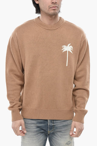 Rundhalspullover aus Baumwollmischung ALL-OVER PALMS