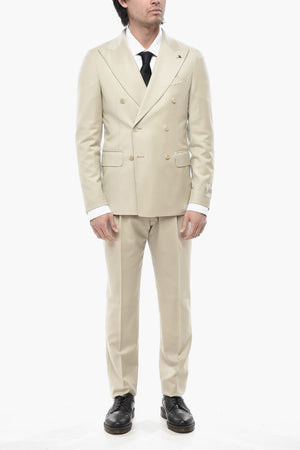 CC COLLECTION Double-Breasted Virgin Wool Suit With Peak Lapel