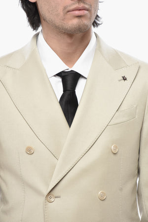 CC COLLECTION Double-Breasted Virgin Wool Suit With Peak Lapel